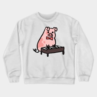 Cute Cartoon Piggy Playing Piano Crewneck Sweatshirt